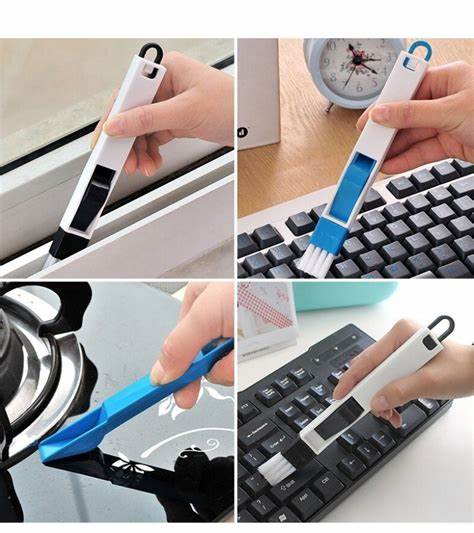 Multipurpose Portable Brush Cleaner with Dustpan for Cleaning Window Grooves, Door and Keyboard- 2 In 1 Corner Spoon Duster Tool