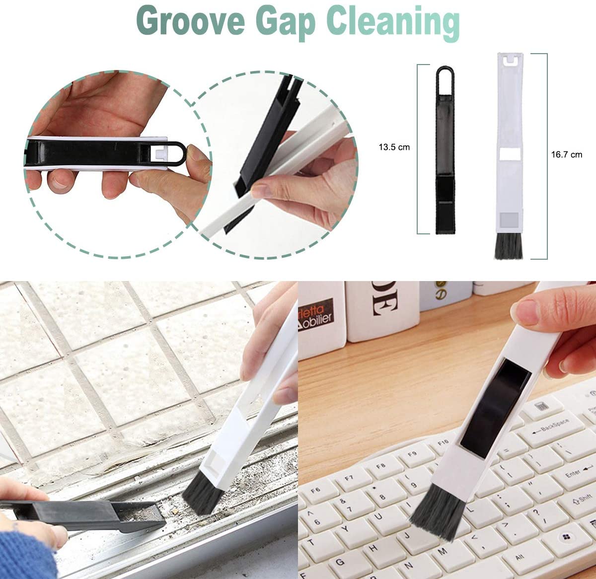 Multipurpose Portable Brush Cleaner with Dustpan for Cleaning Window Grooves, Door and Keyboard- 2 In 1 Corner Spoon Duster Tool